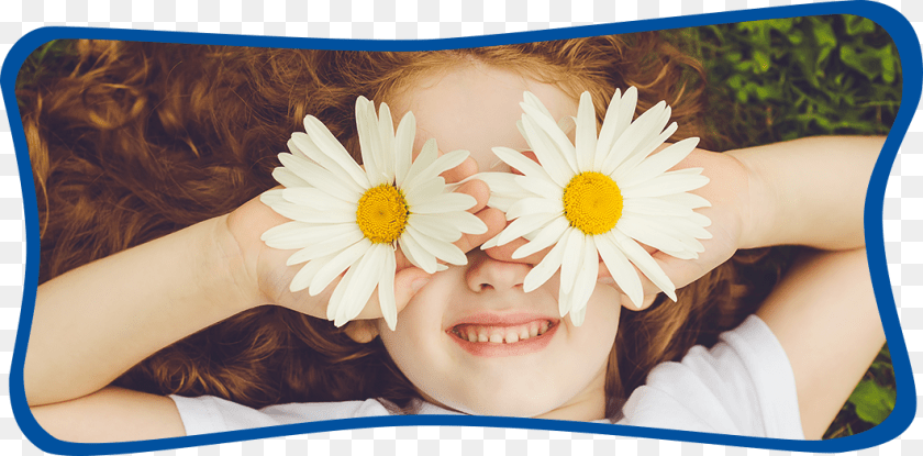 1061x524 Girl With Flowers In Eyes Felicidade Ao Sol, Portrait, Daisy, Face, Plant Sticker PNG