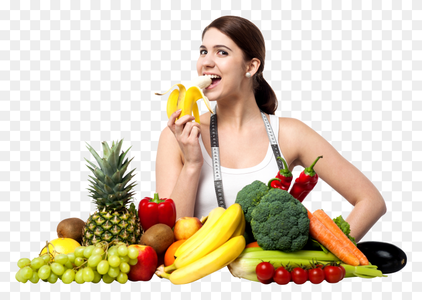4469x3075 Girl With Fruits Free Image Girl Eating Vegetables HD PNG Download