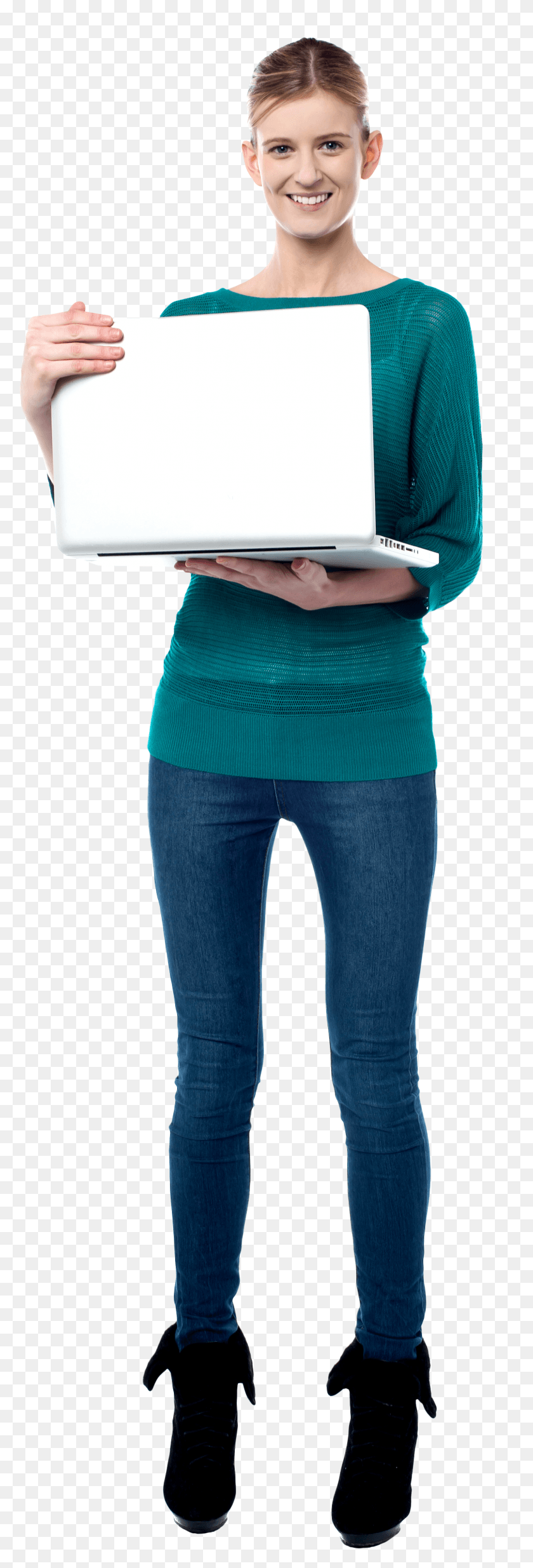 1528x4720 Girl With Laptop Standing Girl With Laptop HD PNG Download