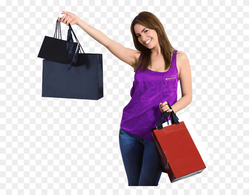 590x600 Girl With Shopping Bags Happy Girl Image Girl With Shopping Bags, Person, Human, Bag HD PNG Download