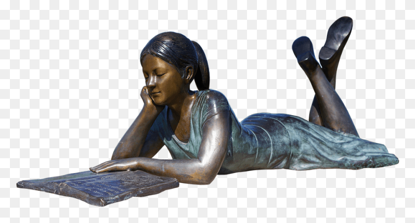 932x468 Girl Woman Statue Sculpture Bronze Figure Beauty Girl Laying Down With Laptop, Person, Human HD PNG Download