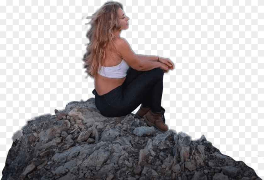 1003x684 Girl Women Woman Beautiful Sitting Mountain Cliff Trave Girl Sitting On Knee, Adult, Person, Female, Hair Clipart PNG