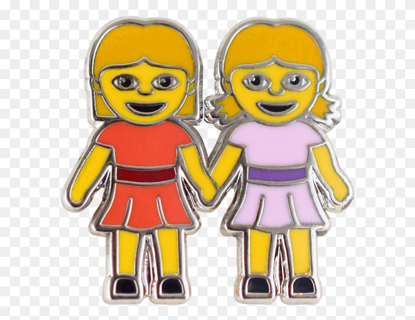 598x588 Girls Holding Hands Emoji Pin, Toy, Graphics HD PNG Download