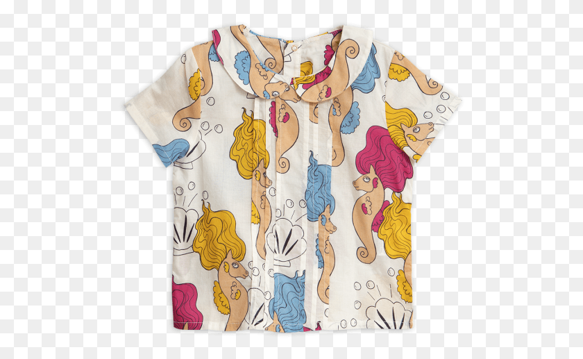499x457 Блузка Со Складками Для Девочек Mini Rodini Kids Off White Seahorse, Одежда, Одежда, Пальто Png Скачать