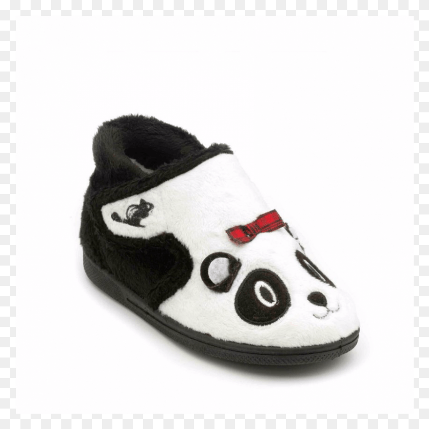801x801 Girls White Black Panda Style Slipper Sneakers, Clothing, Apparel, Shoe HD PNG Download