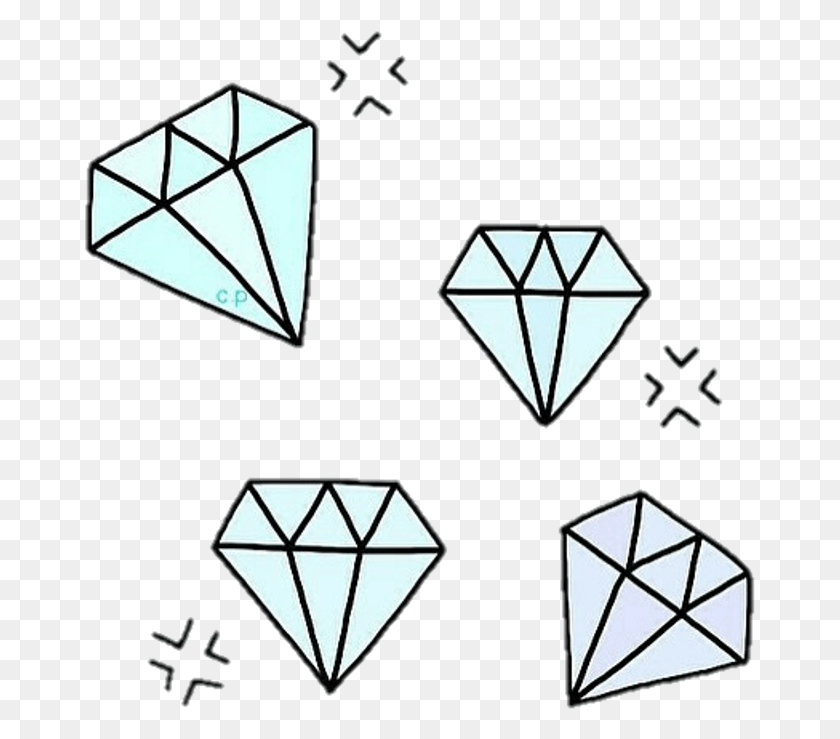 671x679 Girly Cutie Tumblr Diamond Diamantes Diamante Blue, Triangle, Gemstone, Jewelry HD PNG Download
