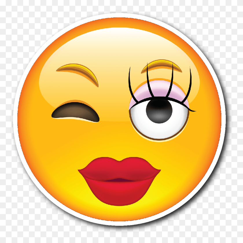 1007x1007 Girly Smiley Face Emoji Vinyl Die Cut Sticker Emoji Smile Girl, Mask HD PNG Download