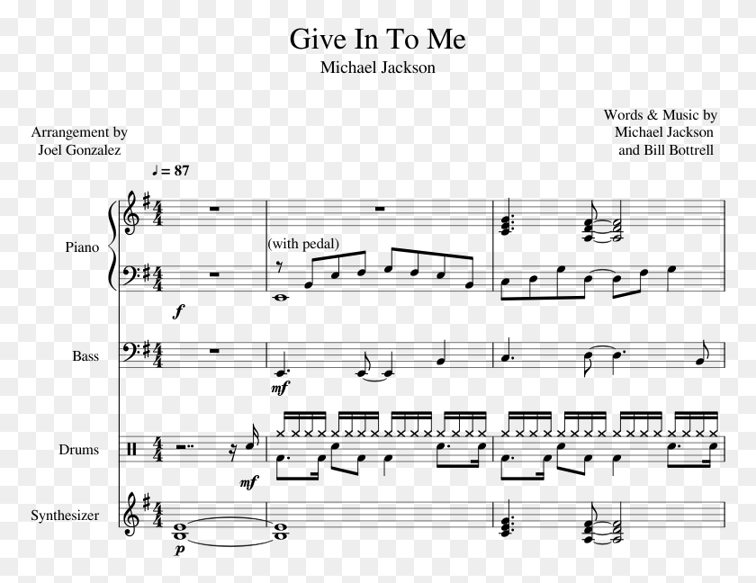 773x588 Give In To Me Sheet Music For Piano Bass Percussion Sheet Music, Gray, World Of Warcraft HD PNG Download