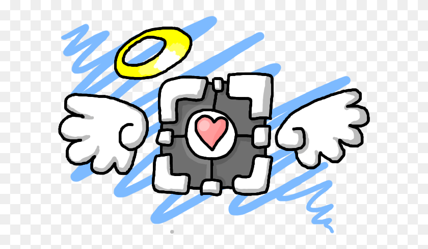 613x428 Glados Is So Mean Gt Portal Companion Cube Drawing, Text, Graphics HD PNG Download