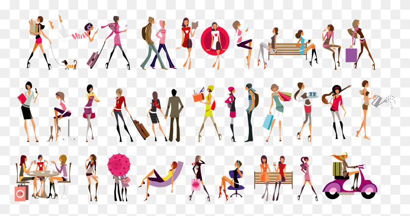 3615x1781 Glamour Girls Material Design Girl, Paper, Pattern, Person HD PNG Download