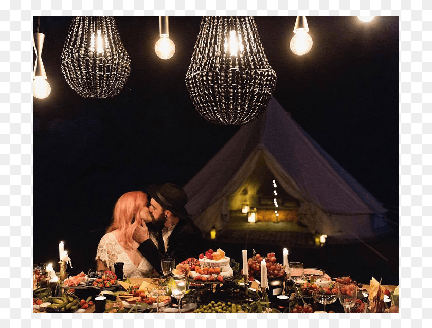 713x578 Glamping Events Bell Tents Tipis Chandelier, Person, Human, Meal HD PNG Download