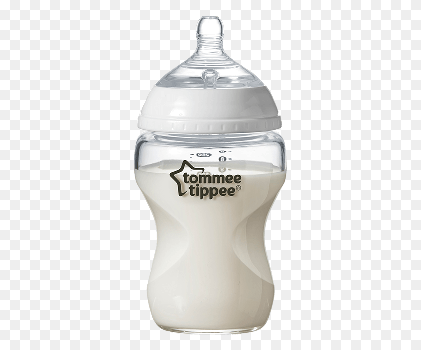 307x639 Glass Bottle 9oz With Milk No Lid Tommee Tippee Bottle, Beverage, Drink, Jar HD PNG Download
