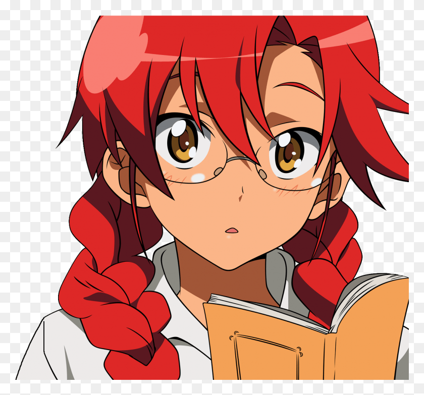1293x1199 Glasses Tengen Toppa Gurren Lagann Transparent Books Anime Girls With Glasses With Red Hair, Reading, Book, Manga HD PNG Download