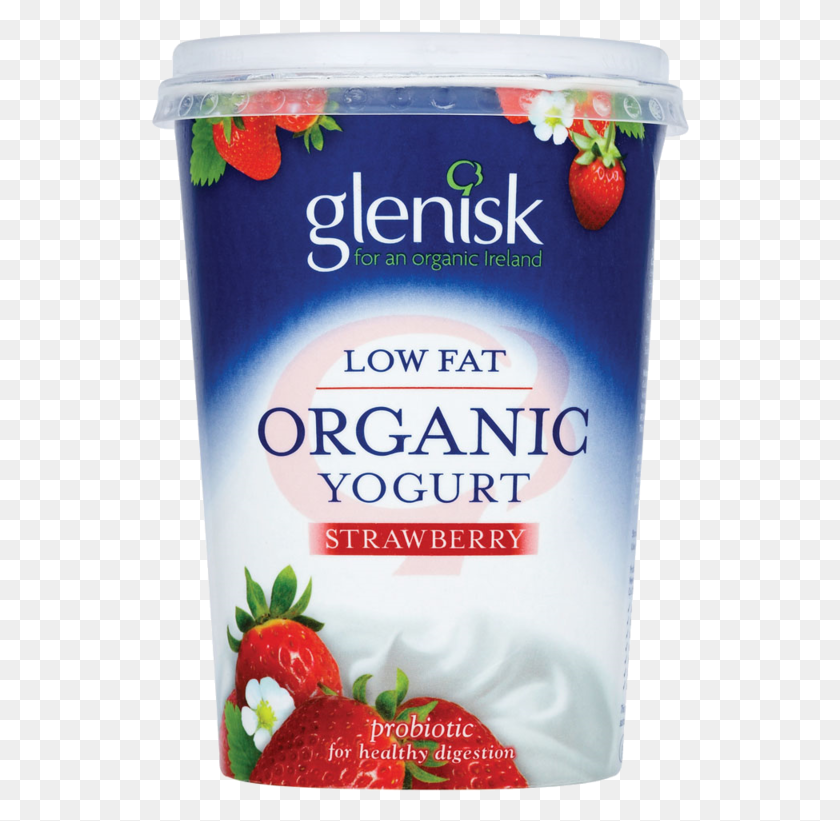 540x761 Glenisk Low Fat Organic Strawberry Yogurt 500g Yogurt Low Fat, Bottle, Plant, Food HD PNG Download