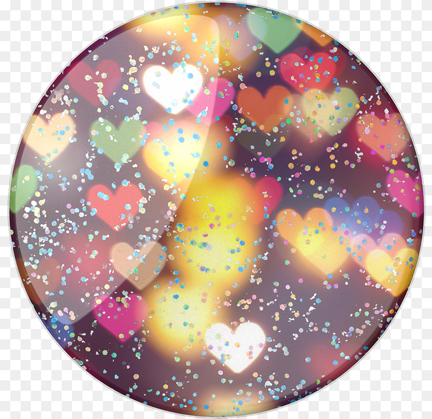 Glitter Bokeh Hearts Circle, Accessories, Plate, Sphere Sticker PNG