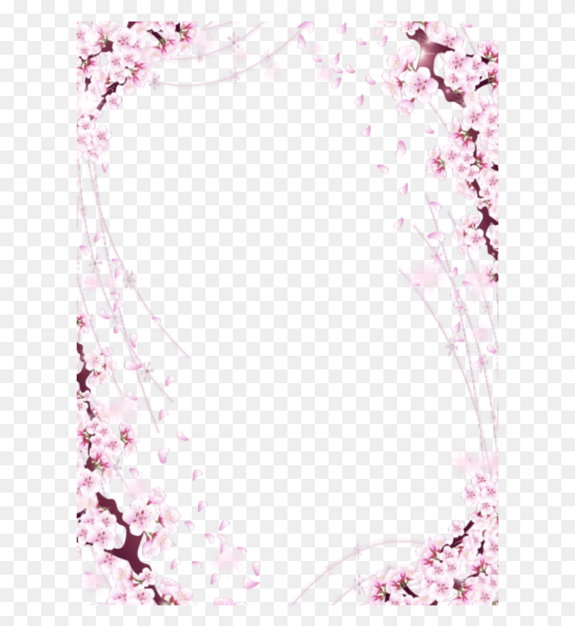 618x855 Glitter Frame Cherry Blossom Border Transparent, Flower, Plant, Blossom HD PNG Download
