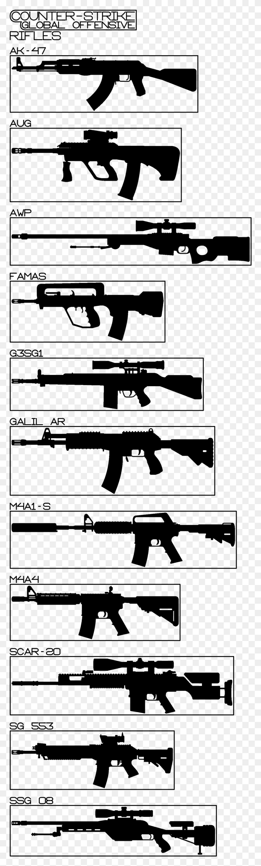 1018x3555 Global Offensive Rifles By Lightdragonswordsman On Firearm, Gray, World Of Warcraft HD PNG Download