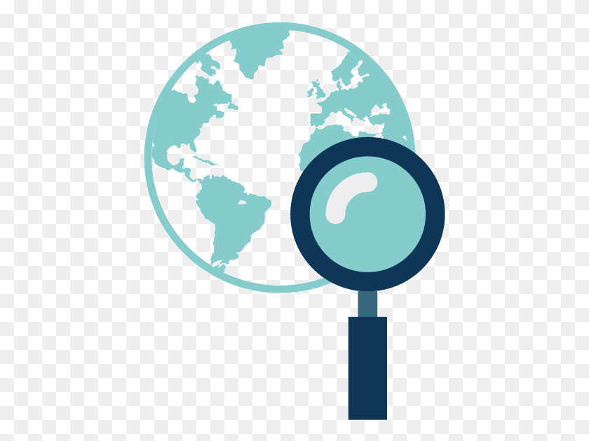 431x570 Globe And Magnifying Glass Icon For Worldwide Patent World Map, Outer Space, Astronomy, Space HD PNG Download