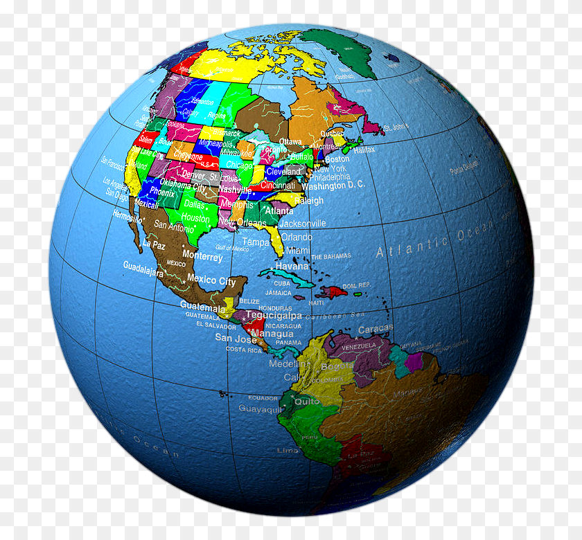 708x720 Globe Showing North America And Central America City, Outer Space, Astronomy, Space HD PNG Download