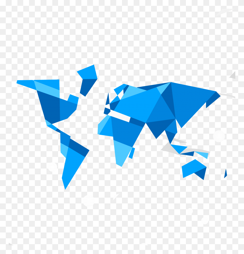 3750x3917 Globe Stereoscopic D Transprent Free World Map Triangle Art, Paper, Origami HD PNG Download