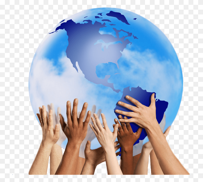 740x696 Globe With Hand Changing The World Together, Astronomy, Outer Space, Space HD PNG Download