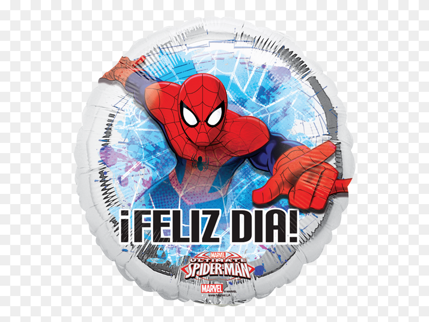 554x571 Globo Feliz Da Ultimate Spider Man, Text, Clothing, Apparel HD PNG Download