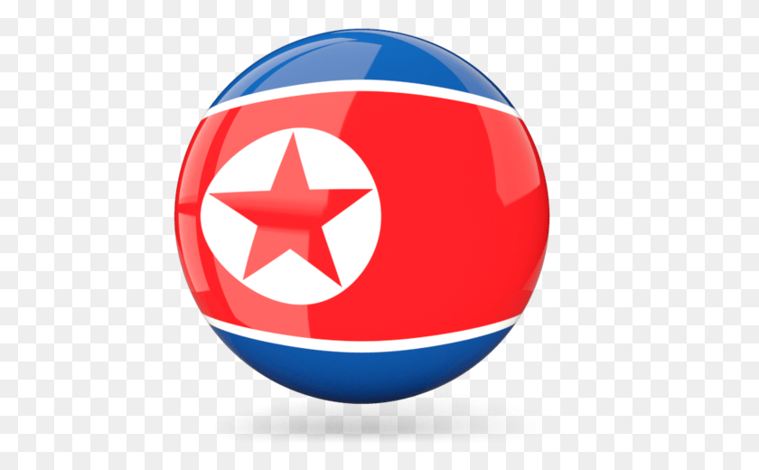 458x460 Glossy Round Icon Ilration Of Flag North Korea North Korea Flag Icon, Symbol, Star Symbol, Sphere HD PNG Download