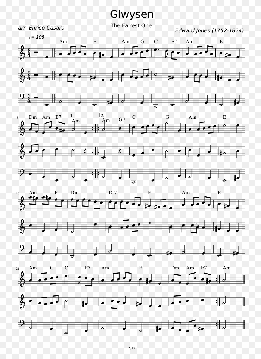 740x1095 Glwysen Sheet Music Composed By Edward Jones 1 Of, Gray, World Of Warcraft HD PNG Download