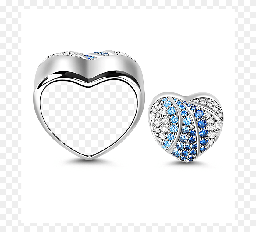 700x700 Gnoce Blue Heart Dazzling 925 Sterling Silver Photo Heart, Gemstone, Jewelry, Accessories HD PNG Download