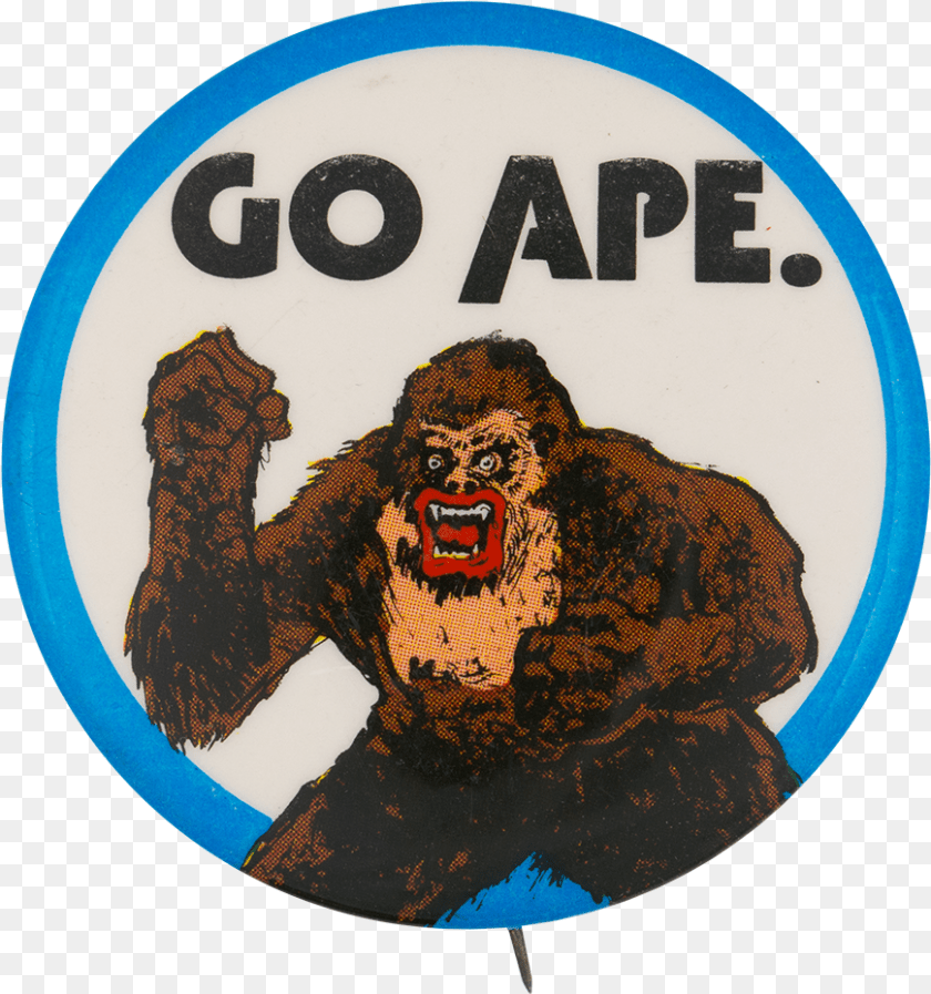 Go Ape Social Lubricator Button Museum Orangutan, Symbol, Logo, Badge, Male Sticker PNG