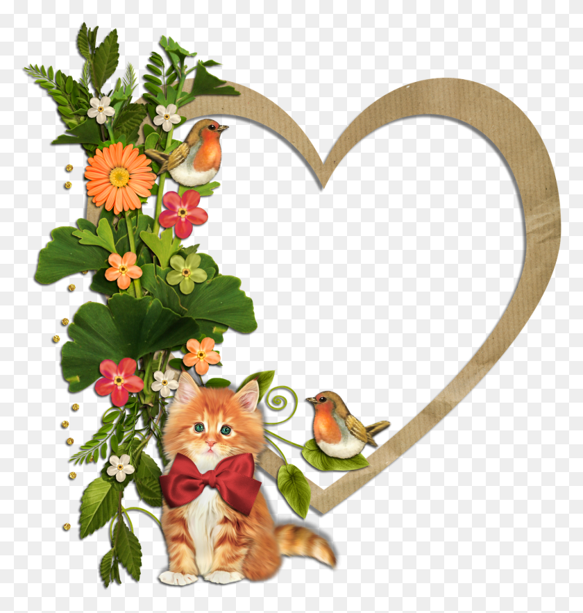 1479x1561 Go To Image Heart Frames With Flower, Graphics, Bird HD PNG Download