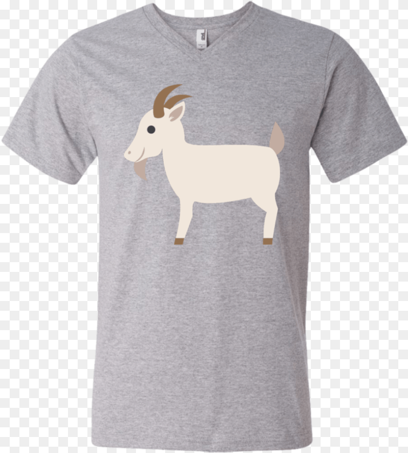 855x950 Goat Emoji Men S V Neck T Shirt T Shirt, Clothing, T-shirt, Livestock, Animal PNG