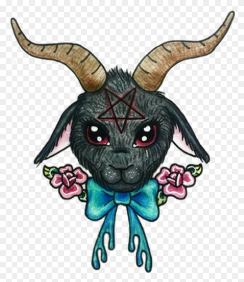 822x959 Goat Goathead Blackgoat Ziege Tattoo Tattoos Illustration, Animal, Mammal, Wildlife Descargar Hd Png