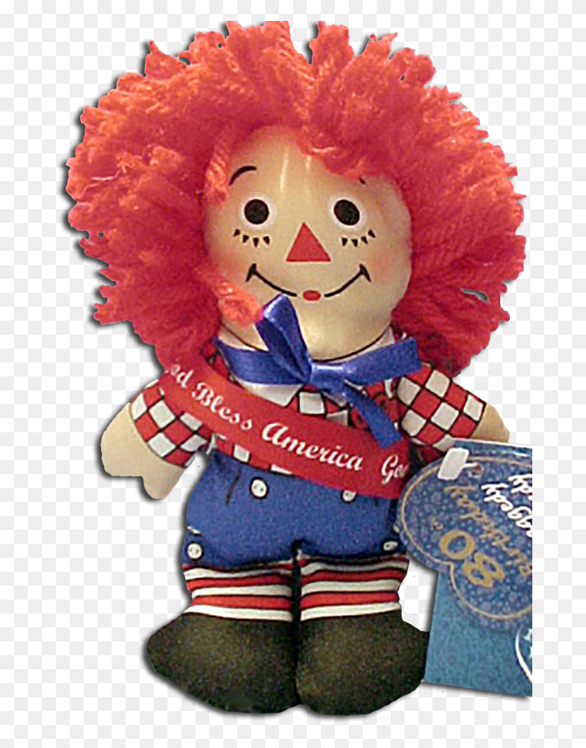 687x1013 God Bless America Raggedy Andy Mini Plush Rag Doll Cartoon, Toy, Hair, Face HD PNG Download