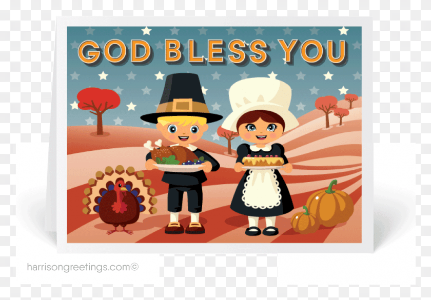 947x638 Бог Благословит Америку Открытка На День Благодарения Tg98 Мультфильм, Человек, Человек, Пекарня Png Скачать
