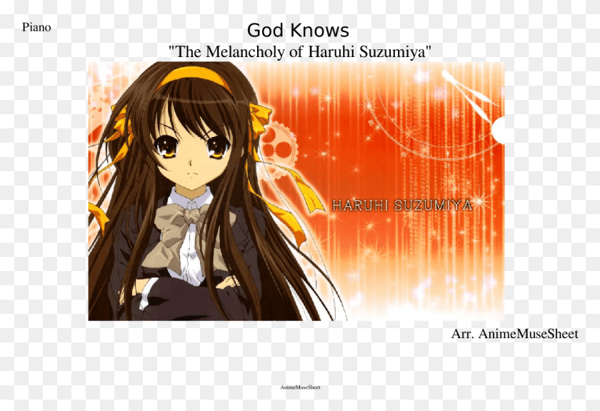 1092x723 God Knows The Melancholy Of Haruhi Suzumiya Sheet Music Melancholy Of Haruhi Suzumiya, Graphics, Manga HD PNG Download