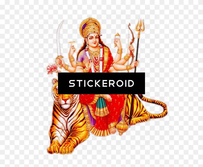 600x631 Goddess Durga Maa Tiger, Person, Human, Leisure Activities HD PNG Download