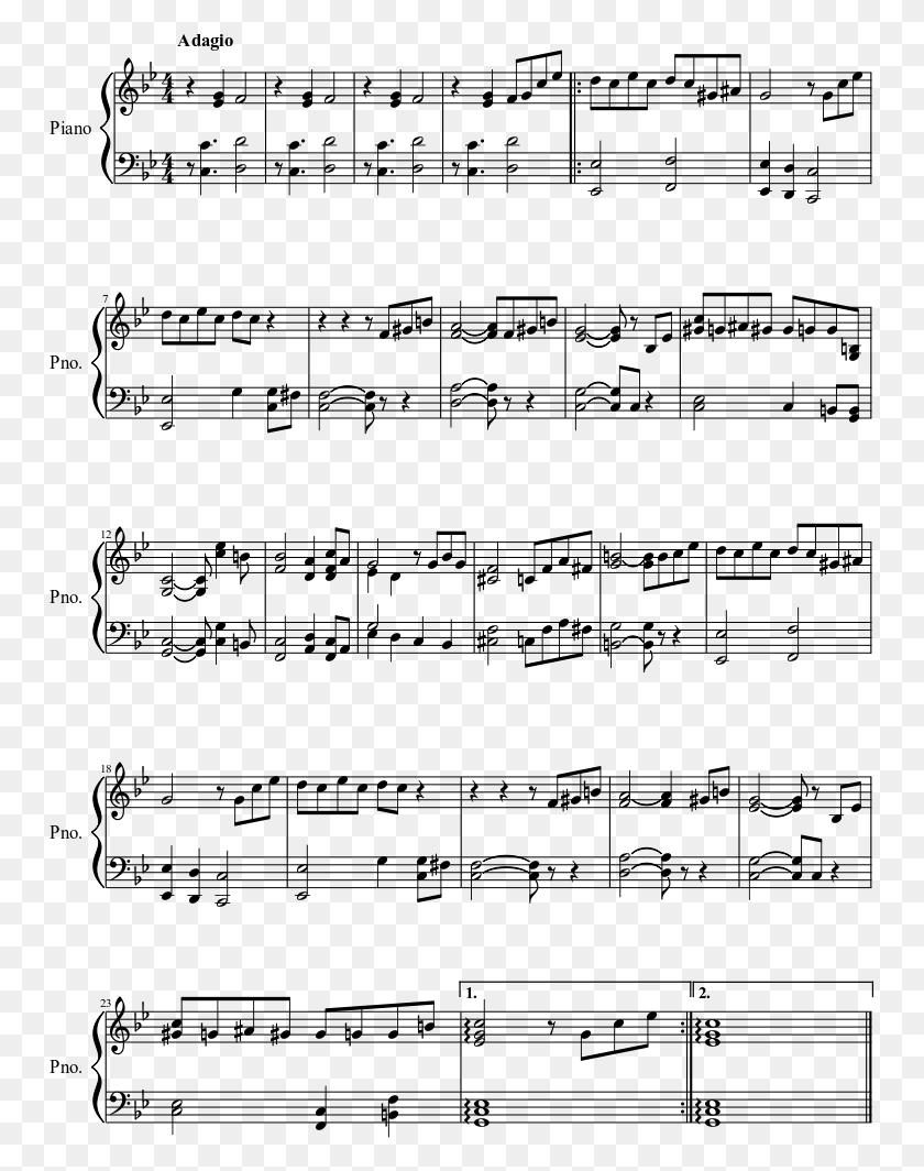 751x1004 Godfather Theme Song Of Healing Sheet Music, Gray, World Of Warcraft HD PNG Download