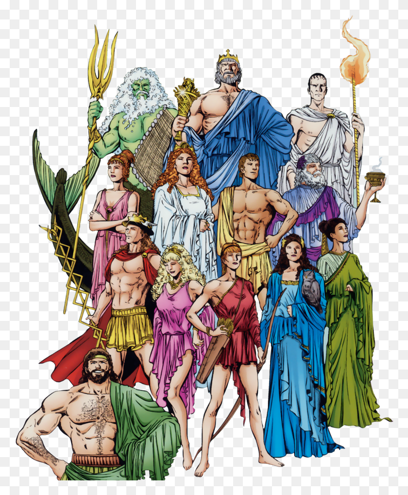 1121x1378 Gods Of Olympus Hestia Demeter Hera Hades Poseidon And Zeus, Person, Human, Comics HD PNG Download