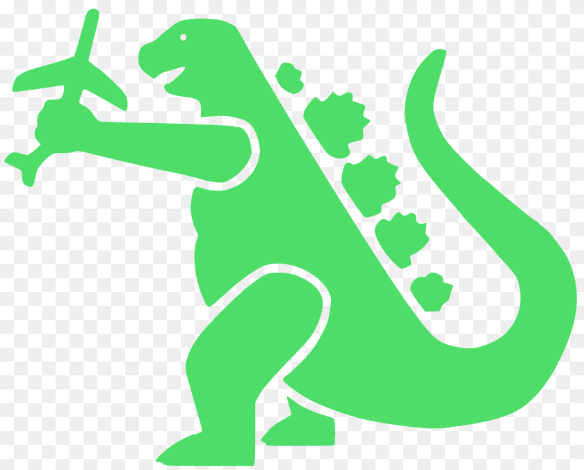 Godzilla Eats Plane Silhouette, Animal, Gecko, Lizard, Reptile Clipart PNG