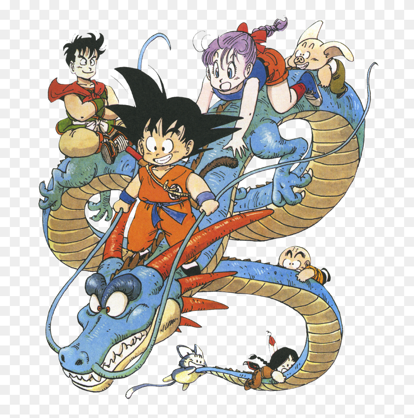 697x787 Descargar Png Goku Shenron Krillin Bulma Upa Yamcha Y Puar Dragon Ball Gt, Persona, Humano, Libro Hd Png