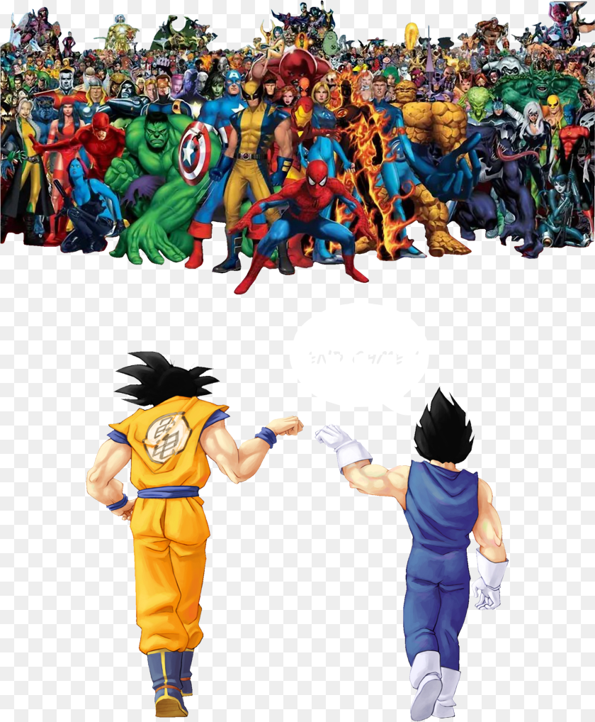 2400x2908 Goku Y Vegeta Vs Super Heroes Clipart PNG