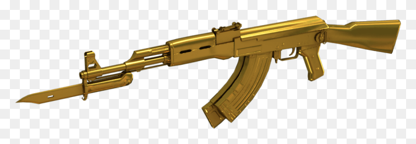 1077x320 Gold Ak 47 Ak 47 Gold, Gun, Weapon, Weaponry HD PNG Download