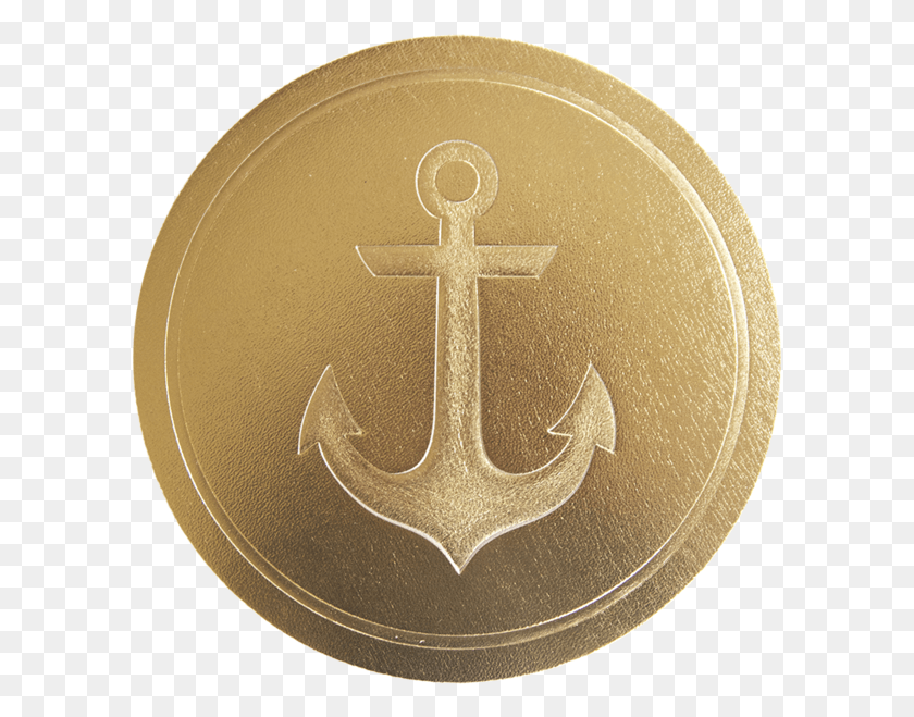 600x599 Gold Anchor Circle, Hook, Cross, Symbol HD PNG Download