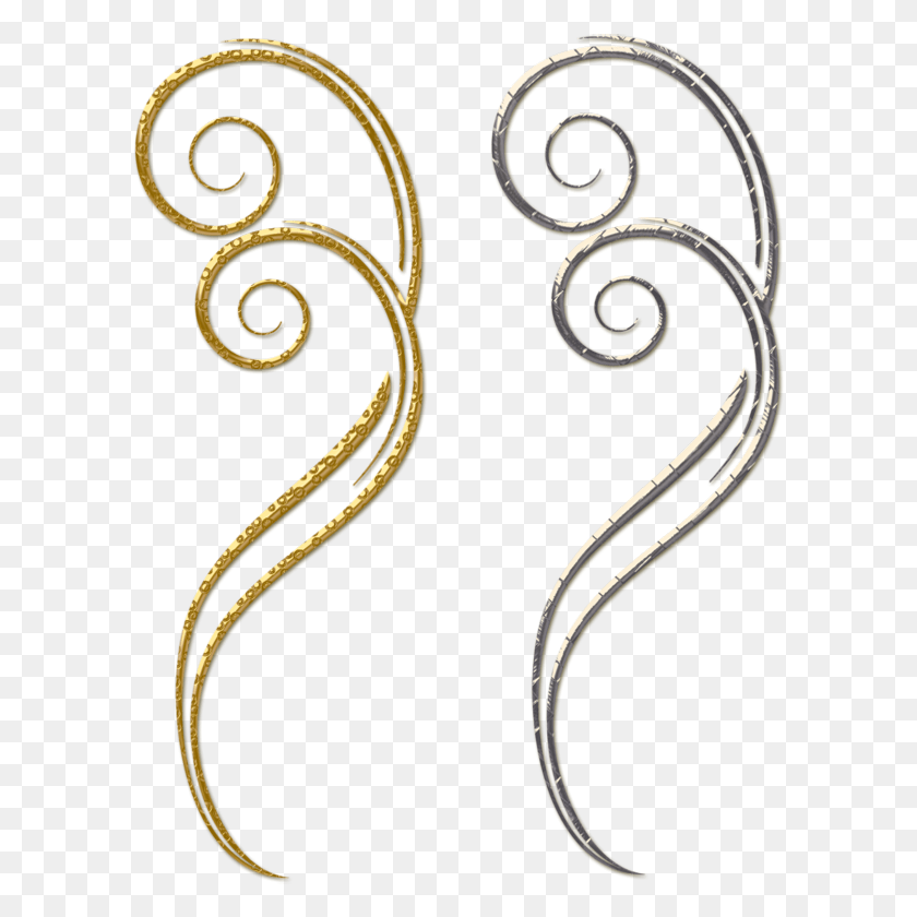 597x780 Gold And Silver Decorative Ornaments Clipart Silver Swirl Clipart, Floral Design, Pattern, Graphics HD PNG Download