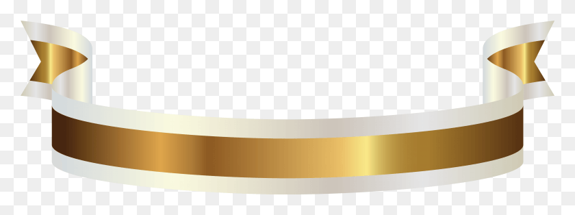 6125x2000 Gold And White Banner Clipart Picture Transparent Golden Ribbon, Paper, Text, Bathtub HD PNG Download