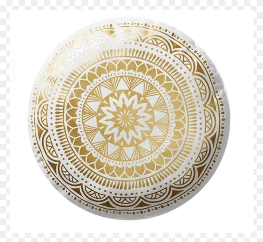 840x769 Gold And White Round Mandala Cushion Circle, Rug, Pattern HD PNG Download