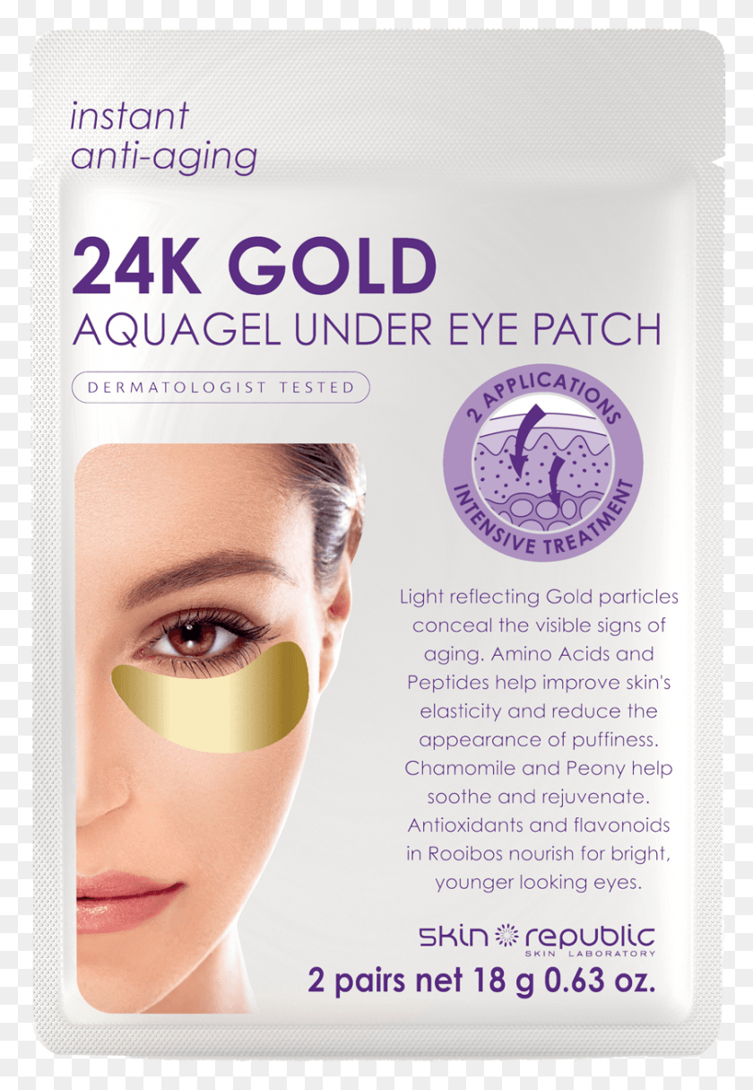 840x1244 Gold Aquagel Under Eye Patches Aed Flyer, Advertisement, Poster, Person HD PNG Download