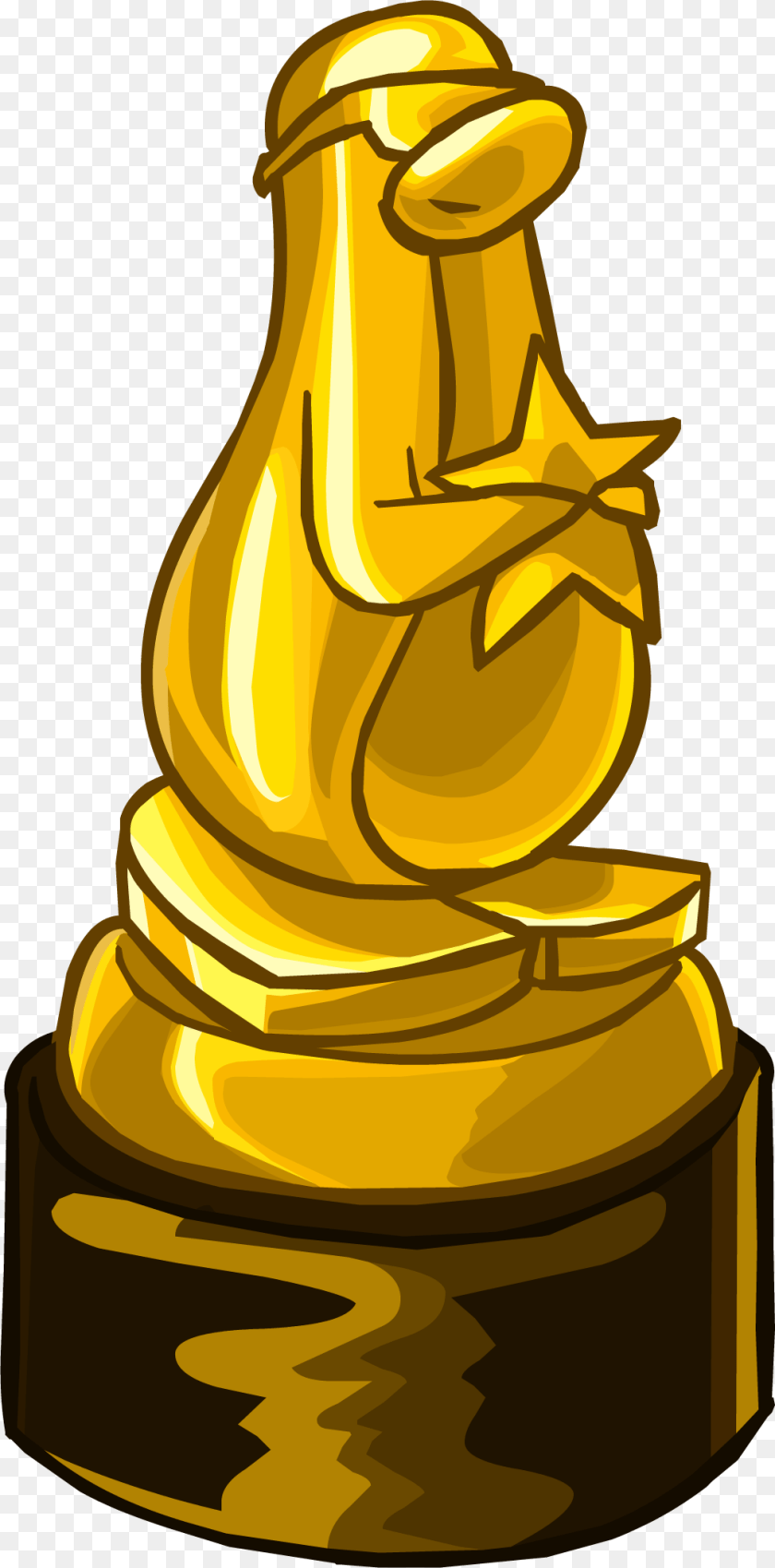 1039x2101 Gold Award Club Penguin Penguin Award, Trophy, Adult, Female, Person Transparent PNG