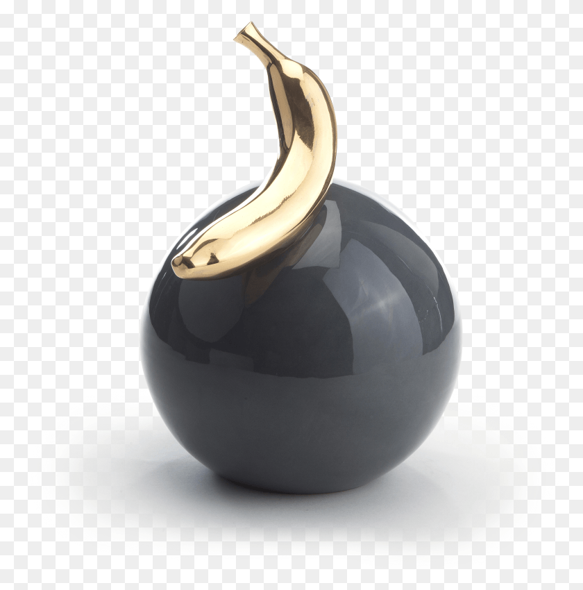2728x2763 Gold Banana On A Black Ball Vase HD PNG Download